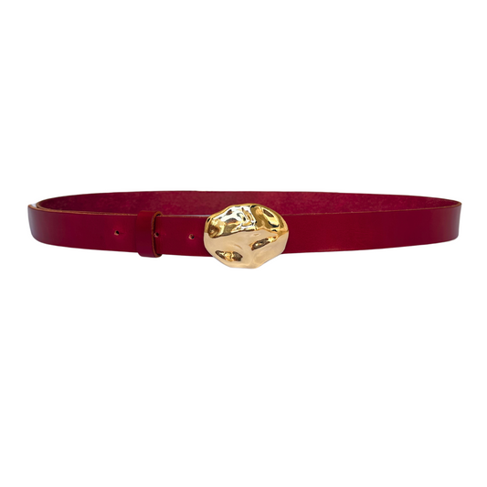 CINTURÓN DUNA GOLD BURGUNDY