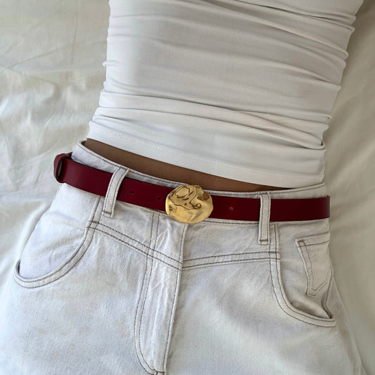 CINTURÓN DUNA GOLD BURGUNDY